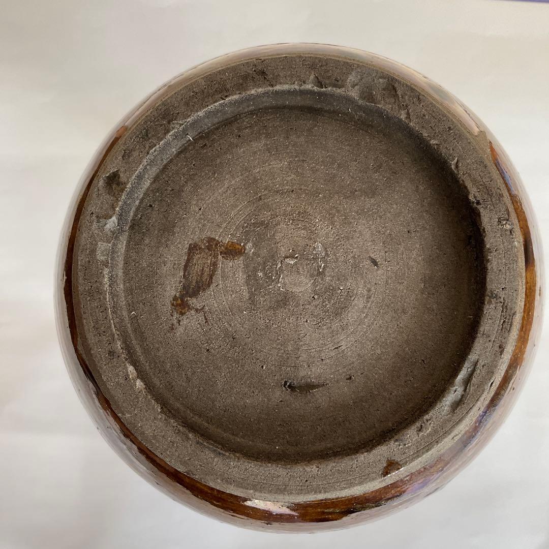 松代焼　褐釉白彩徳利　江戸時代後期〜明治時代頃