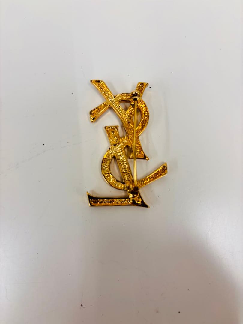 YSL ゴールドブローチ クリスタル装飾