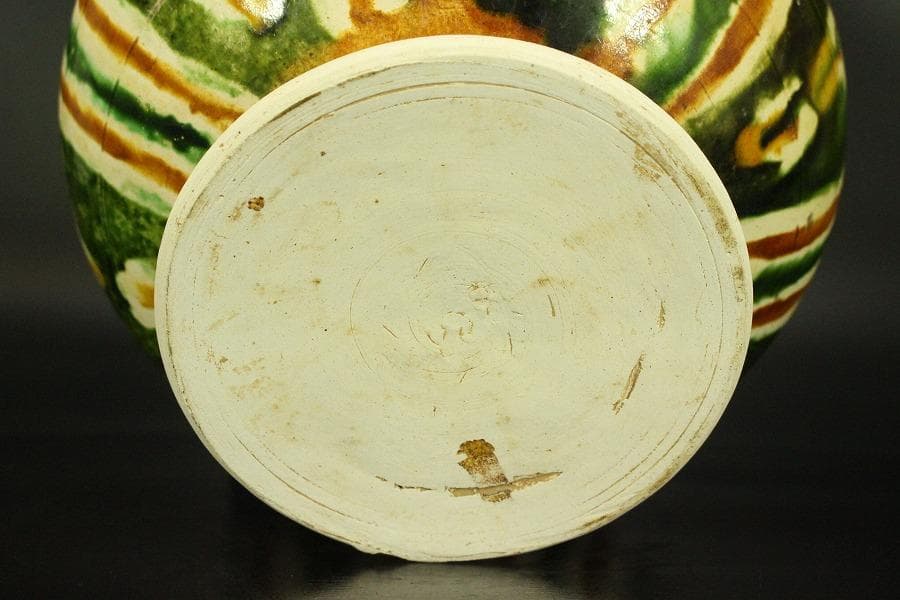 中国美術 唐三彩 蓋 丸壷(A368)