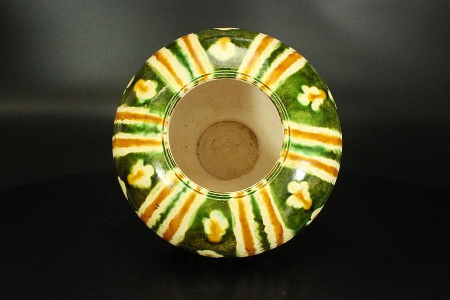 中国美術 唐三彩 蓋 丸壷(A368)