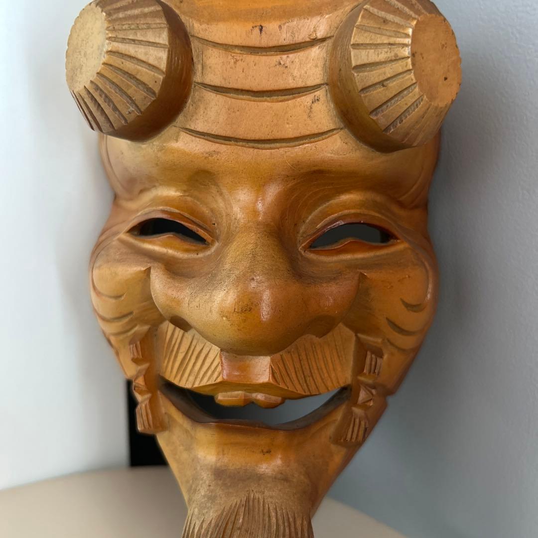 翁面 お面 木彫り 希少 骨董 レトロ ビンテージ アンティーク 昭和 レア