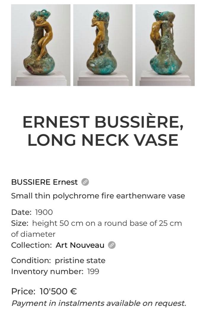 アーネスト・ブシエール　アール・ヌーヴォー　陶芸　美術品　アンティーク