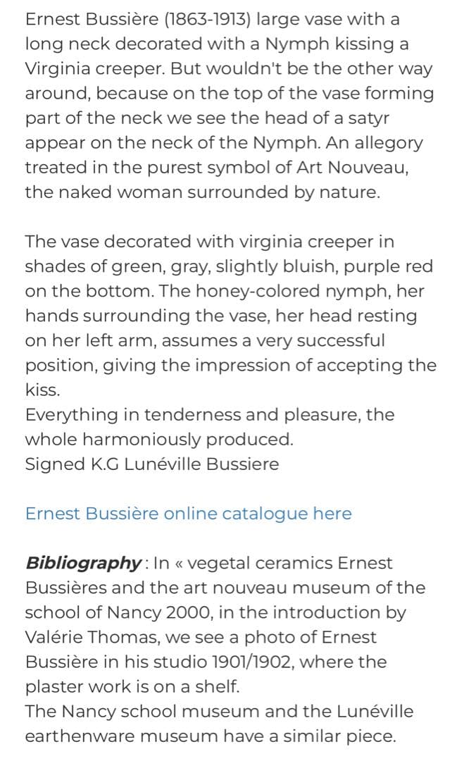 アーネスト・ブシエール　アール・ヌーヴォー　陶芸　美術品　アンティーク