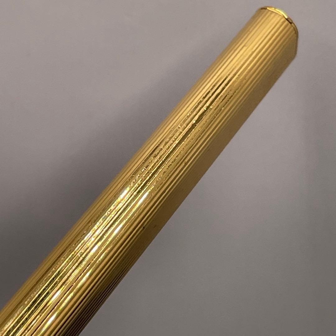 PE321□カルティエ トリニティ キャップ式ボールペン ストライプ ゴールド