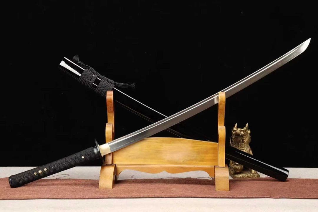 無地鉄鍔打刀 黒漆鞘 居合刀 美術刀 刀装具 模擬刀 日本刀 模造刀 鑑賞用