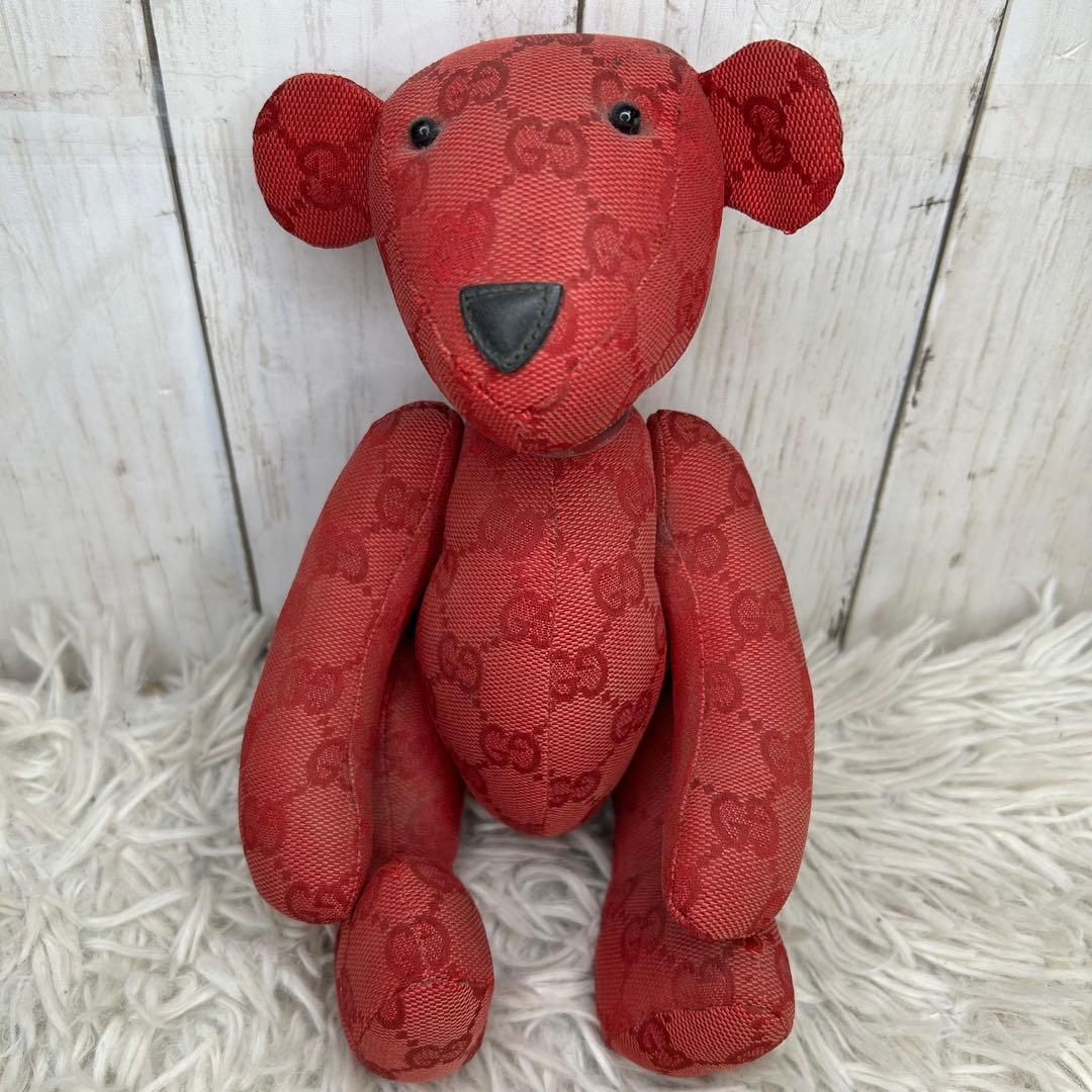GUCCI テディベア ぬいぐるみ グッチ GG柄 クマ くま GG 赤　レッド