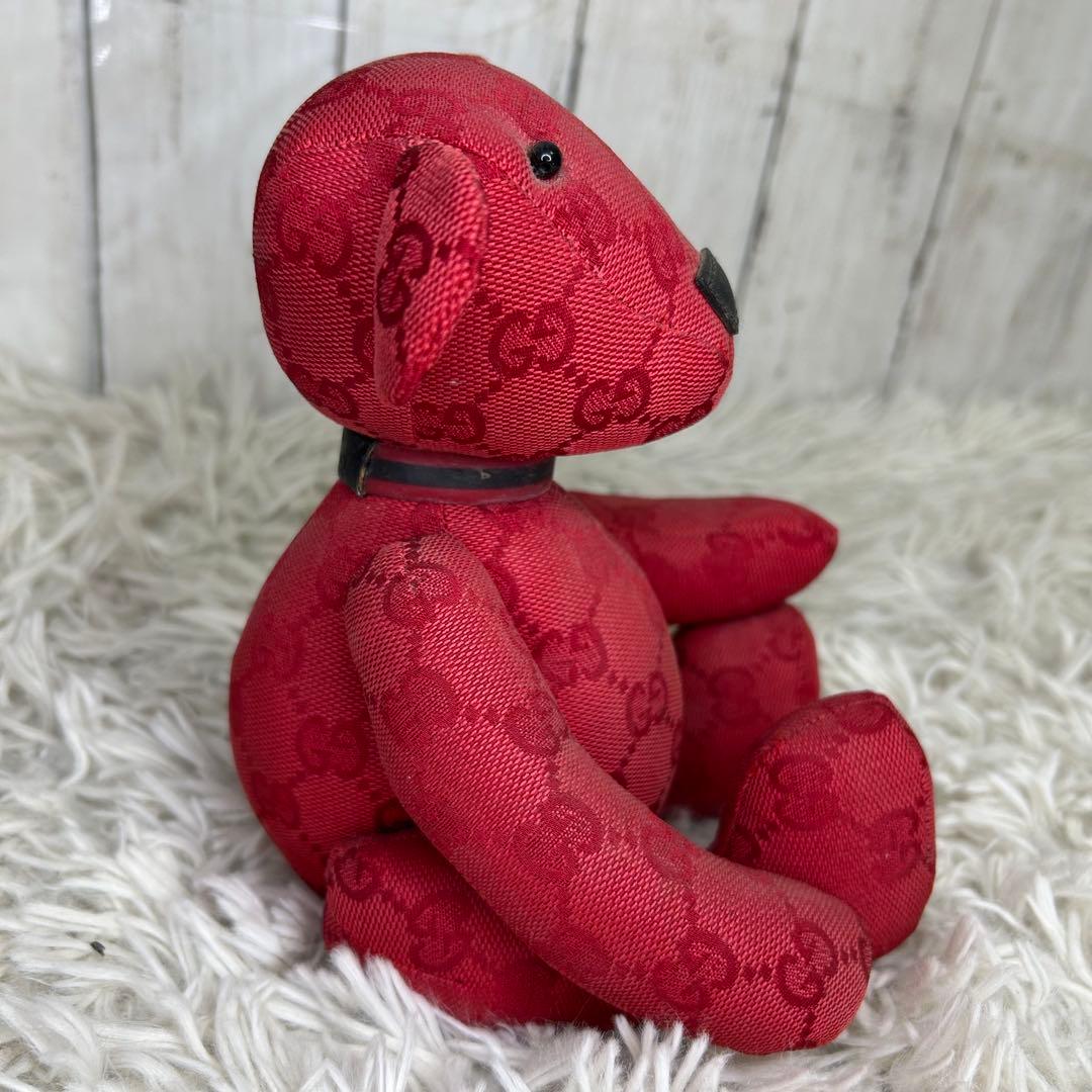 GUCCI テディベア ぬいぐるみ グッチ GG柄 クマ くま GG 赤　レッド