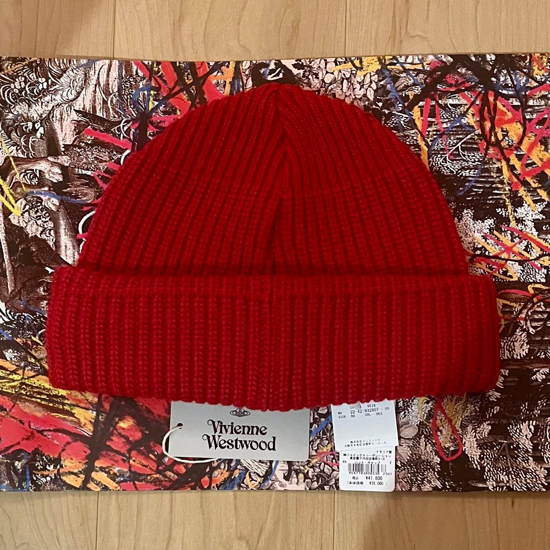 【新品未使用】Vivienne Westwood 赤ウールニット帽インポート