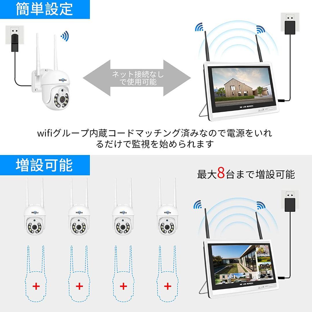 【Sランク】12インチ液晶一体型3TBHDD内蔵NVRとPTZカメラ4台