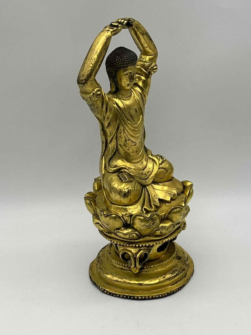唐時代　金銅釈迦様立像　阿弥陀如来　金銅仏　唐物　仏教用品(C-80)