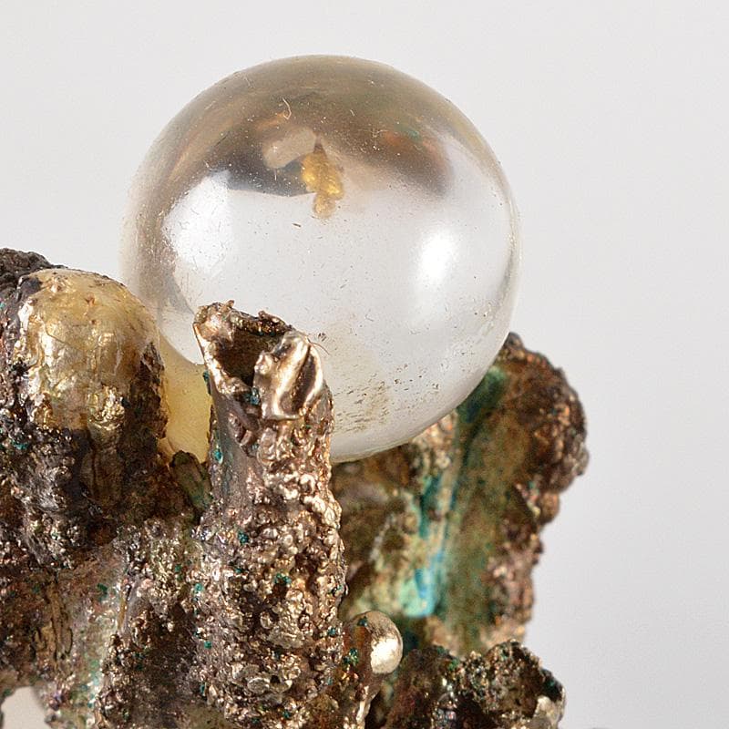 仏教美術　銅塗金　銀滴装飾　水晶観音像　仏像　置物　唐木台付　D　R6075C