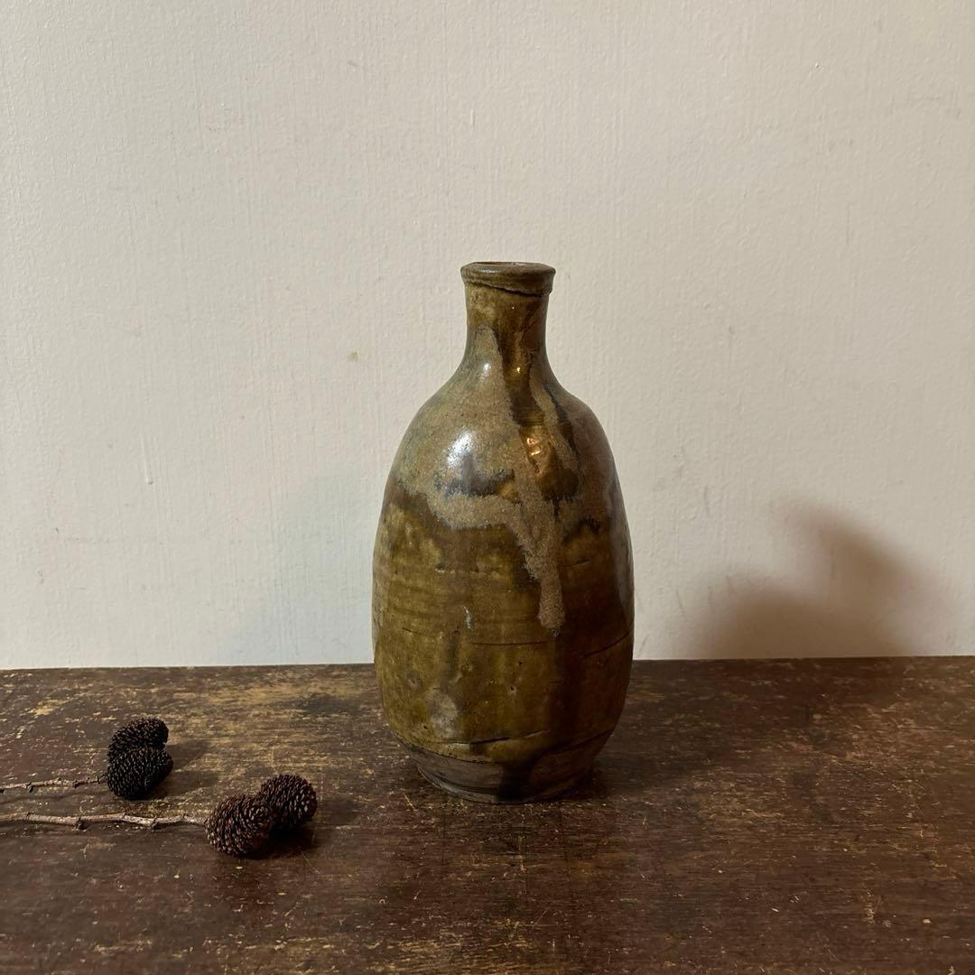 古い美濃　瀬戸徳利　江戸　明治　花入　酒器　アンティーク　古道具　花器　李朝