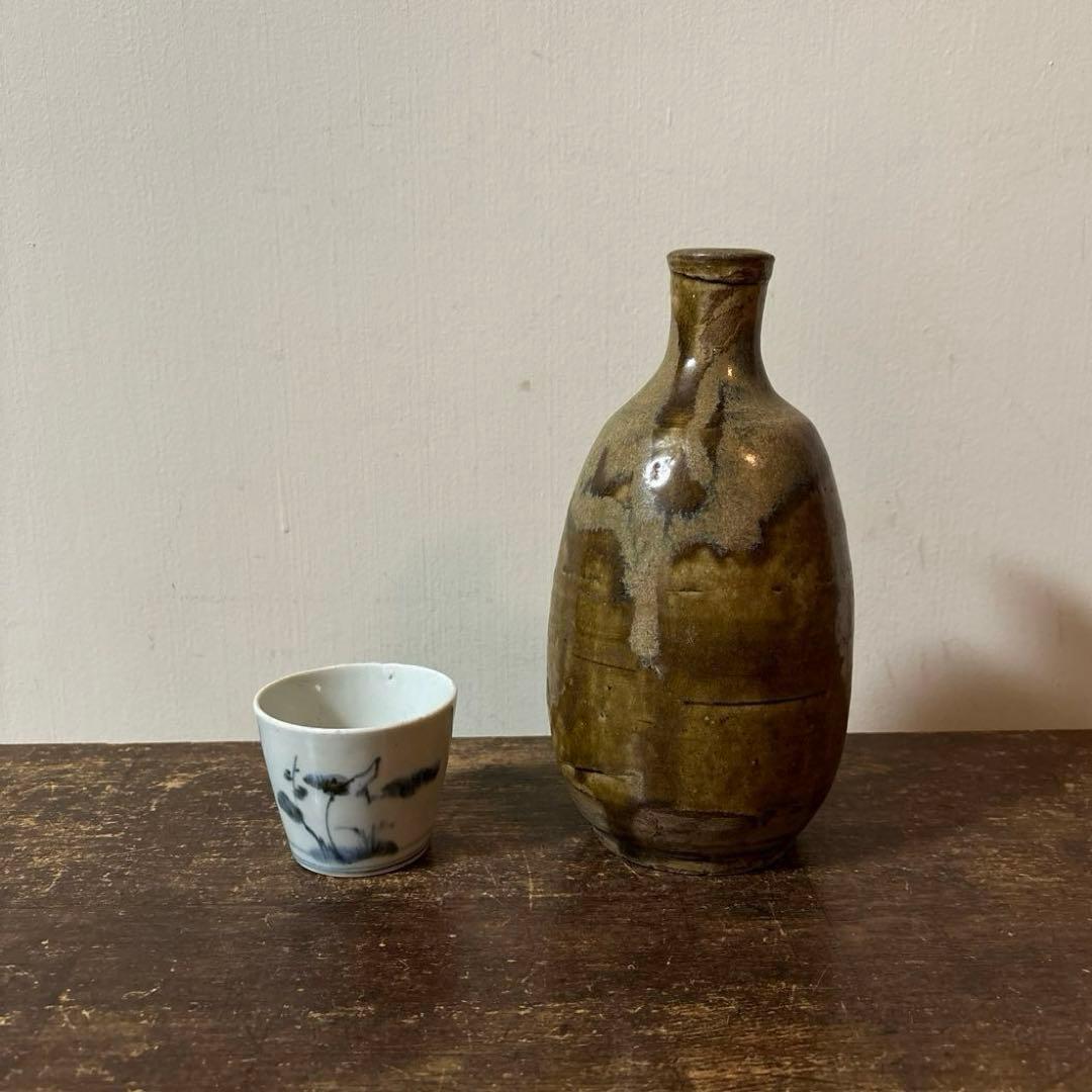 古い美濃　瀬戸徳利　江戸　明治　花入　酒器　アンティーク　古道具　花器　李朝