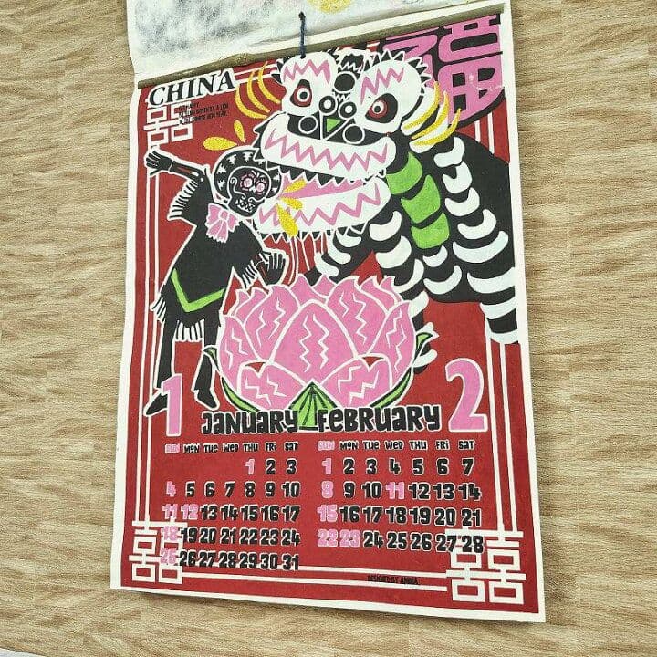 骸骨カレンダー2026】ガイコツ メキシコ★個性的スカルおしゃれメキシカン壁掛け