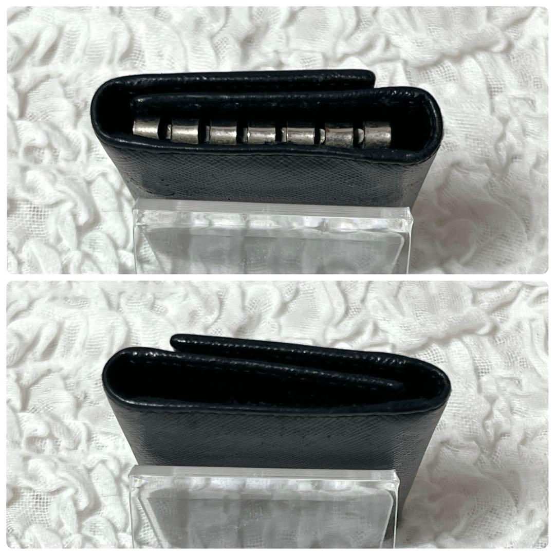 美品✨プラダ 6連キーケース トライアングルロゴ サフィアーノレザー 黒 三角