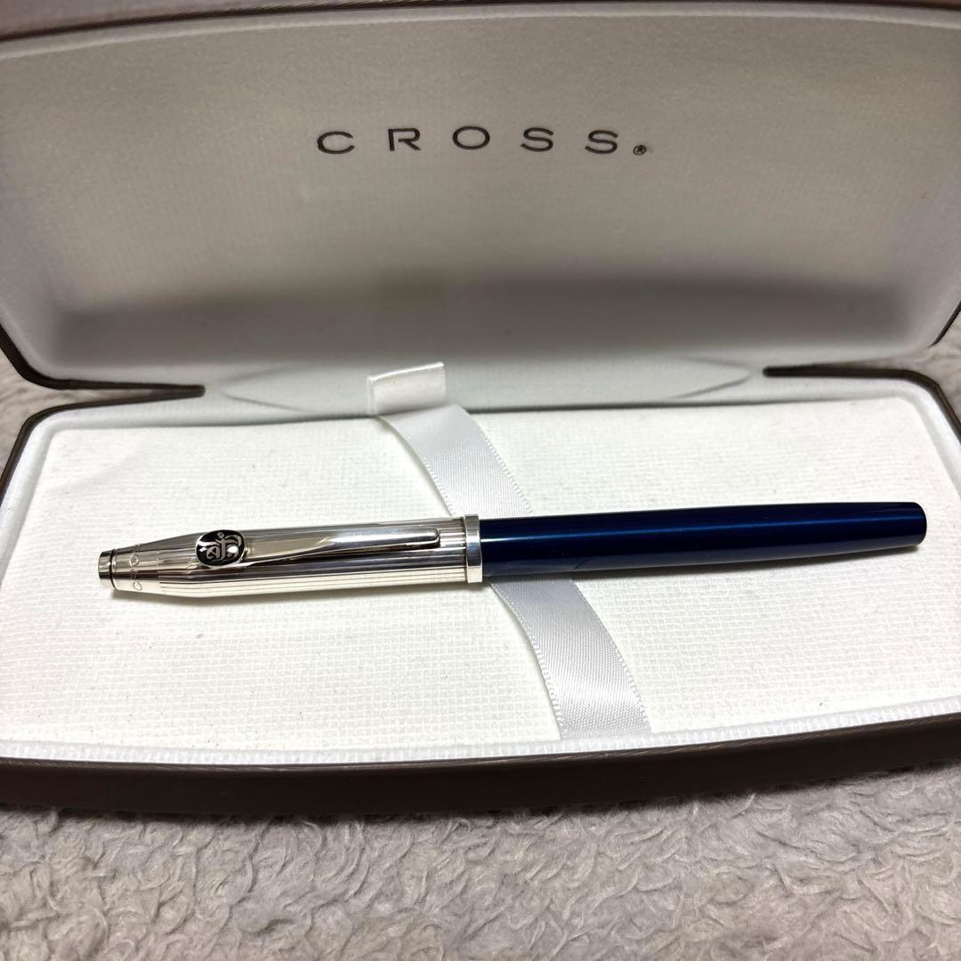 CROSS クロス シルバーカラー　ネイビー　万年筆 18Kペン先　希少
