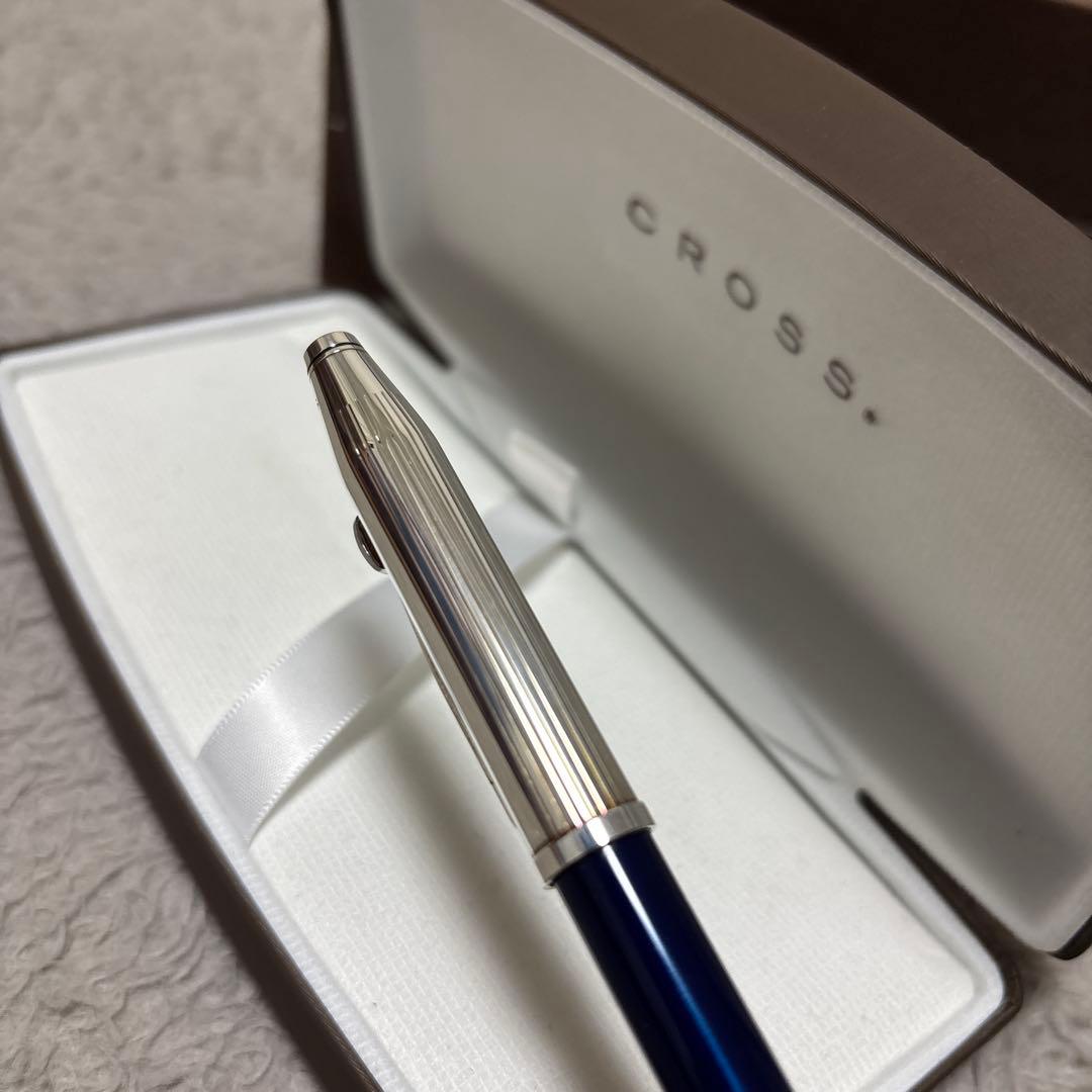 CROSS クロス シルバーカラー　ネイビー　万年筆 18Kペン先　希少