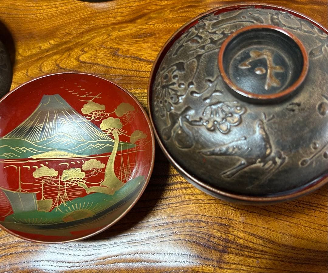 吸物椀　蓋付絵柄富士山10客