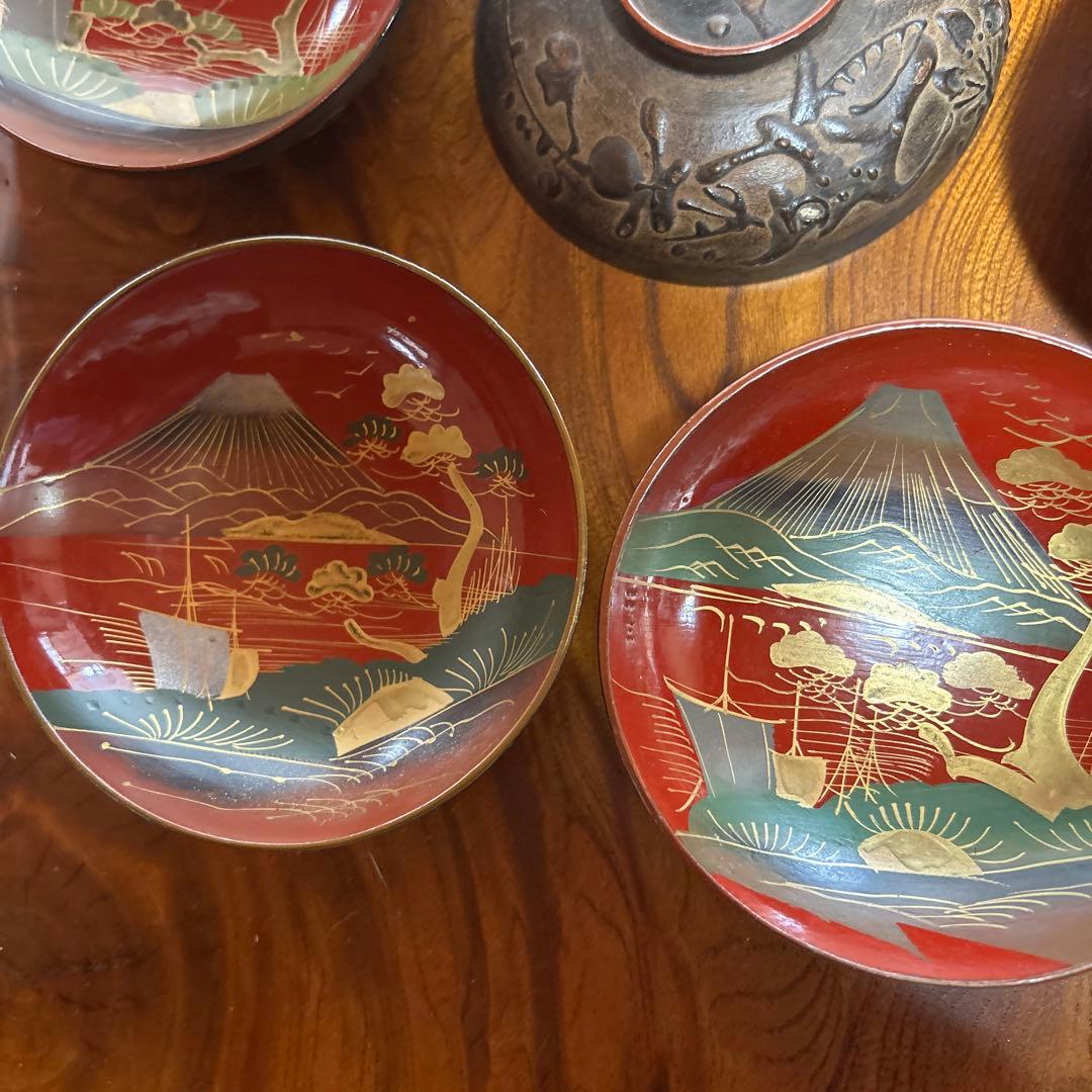 吸物椀　蓋付絵柄富士山10客