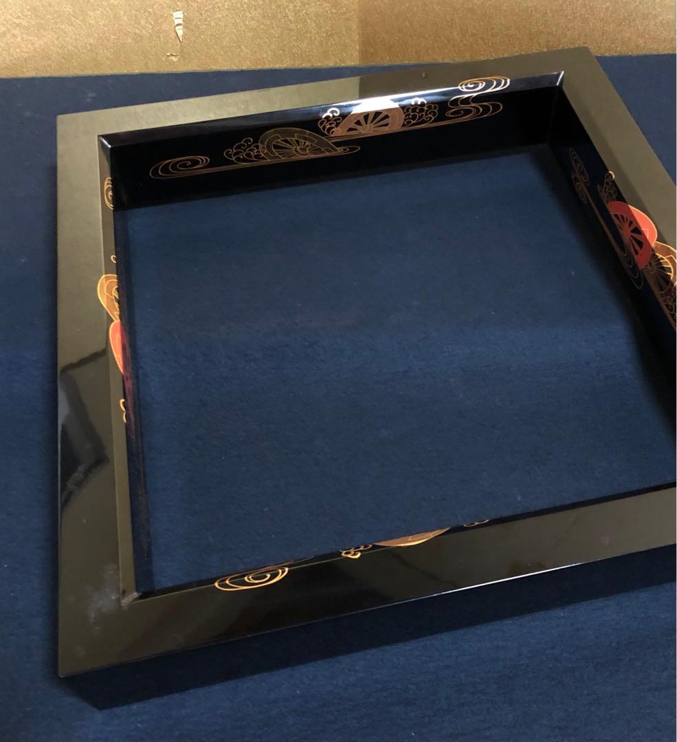 《R》茶道具 黒真塗 源氏車蒔絵 炉縁 蒔絵師 司光作 共箱 251022い5