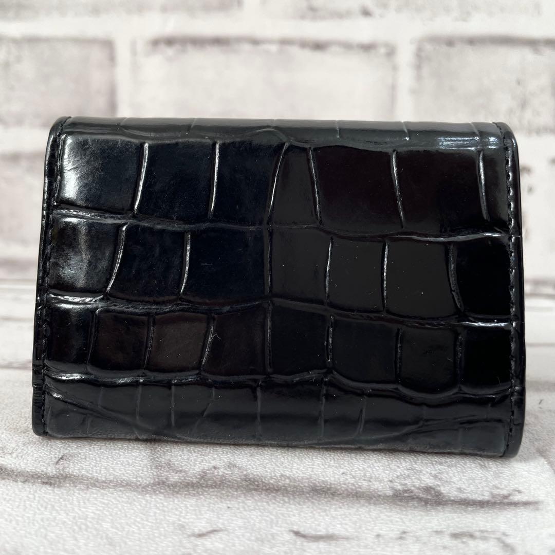 美品✨ヴィヴィアンウエストウッド　三つ折り財布　クロコ型押し　レター型　黒