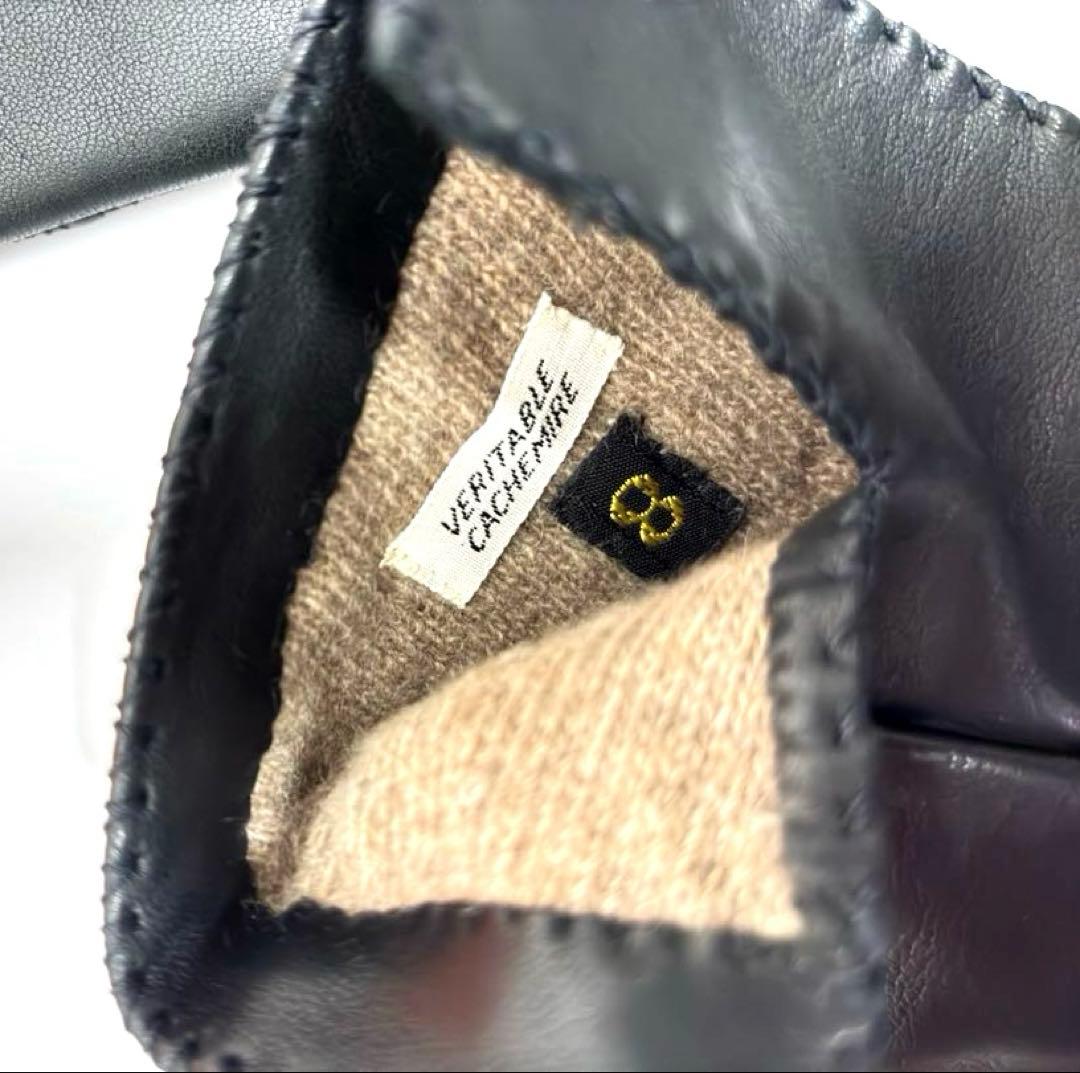 【美品】エルメス クルードセル手袋ブラック ラムレザーカシミア ¥177,100