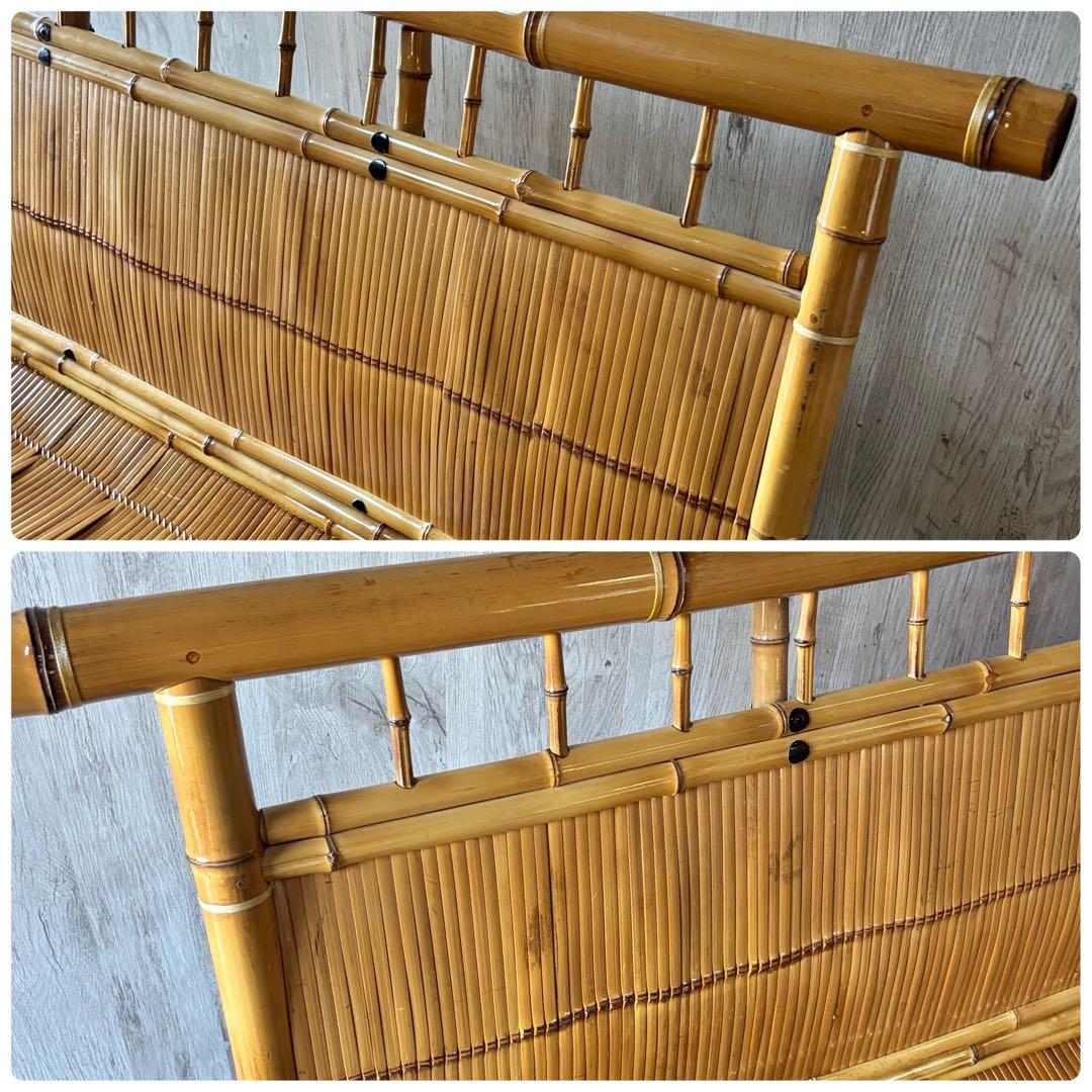 梅里竹芸 ソファ 竹製 健康椅子 長椅子 竹家具 キャスター付き 和風