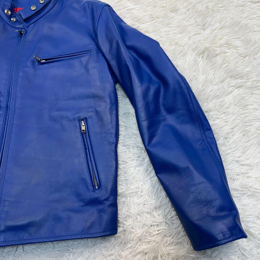 美品✨ HORN WORKS シングルライダース ブルー キルティング L