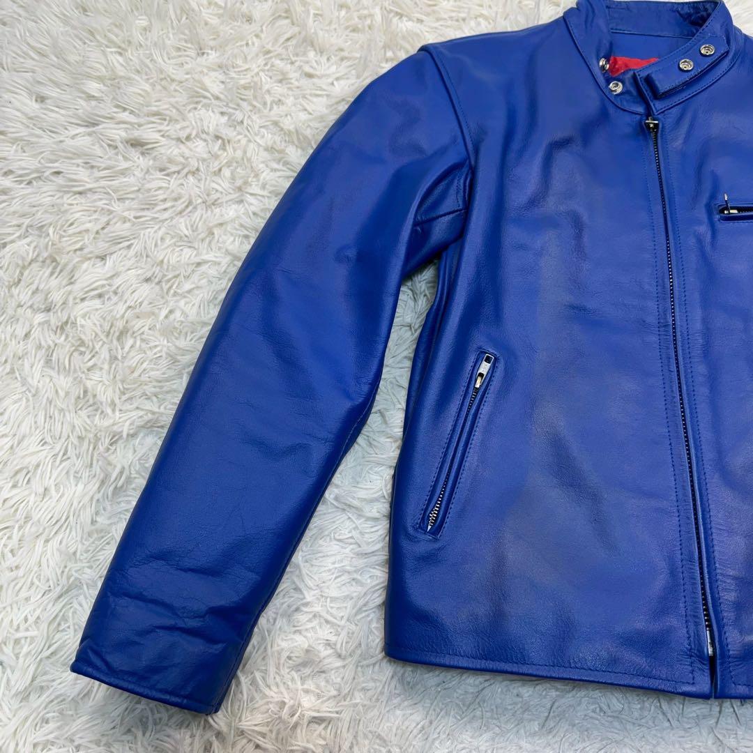 美品✨ HORN WORKS シングルライダース ブルー キルティング L