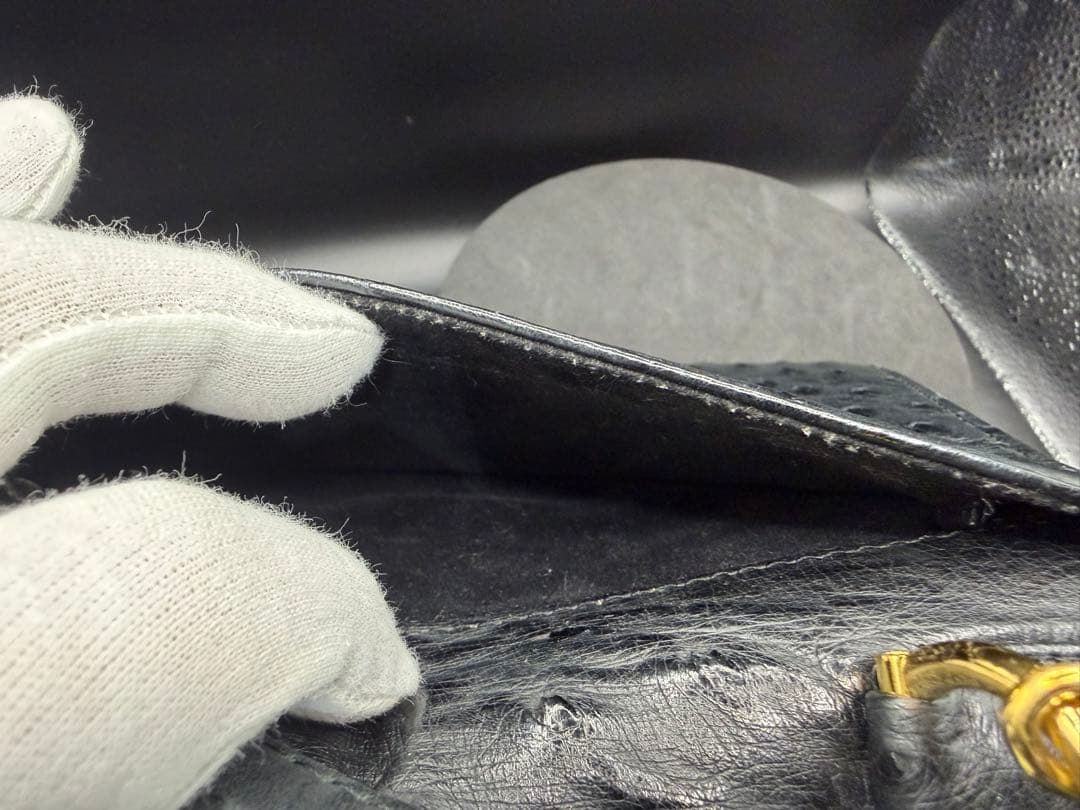 【値下げ】オーストリッチ ブラック ハンドバッグ