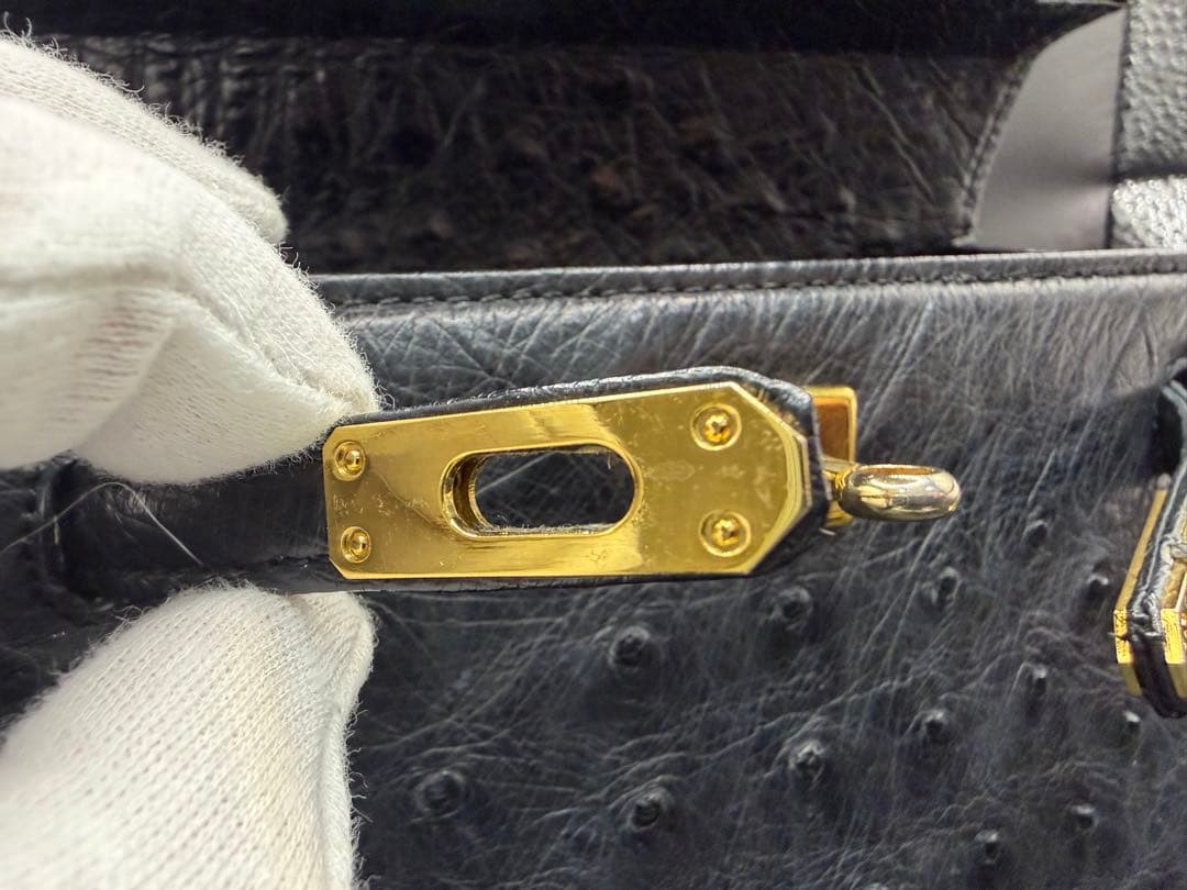 【値下げ】オーストリッチ ブラック ハンドバッグ