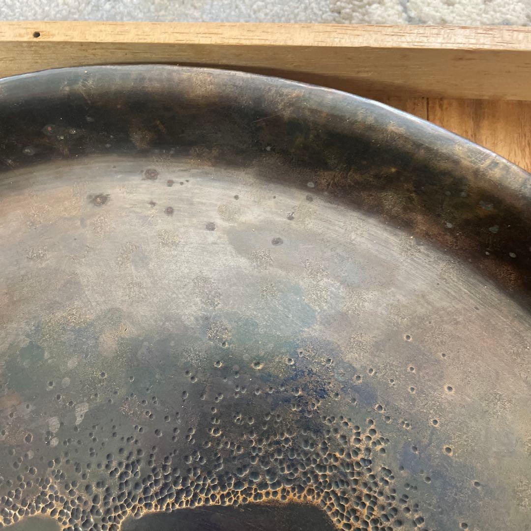 玉川堂　無形文化財　鎚起銅器　壽模様　盆