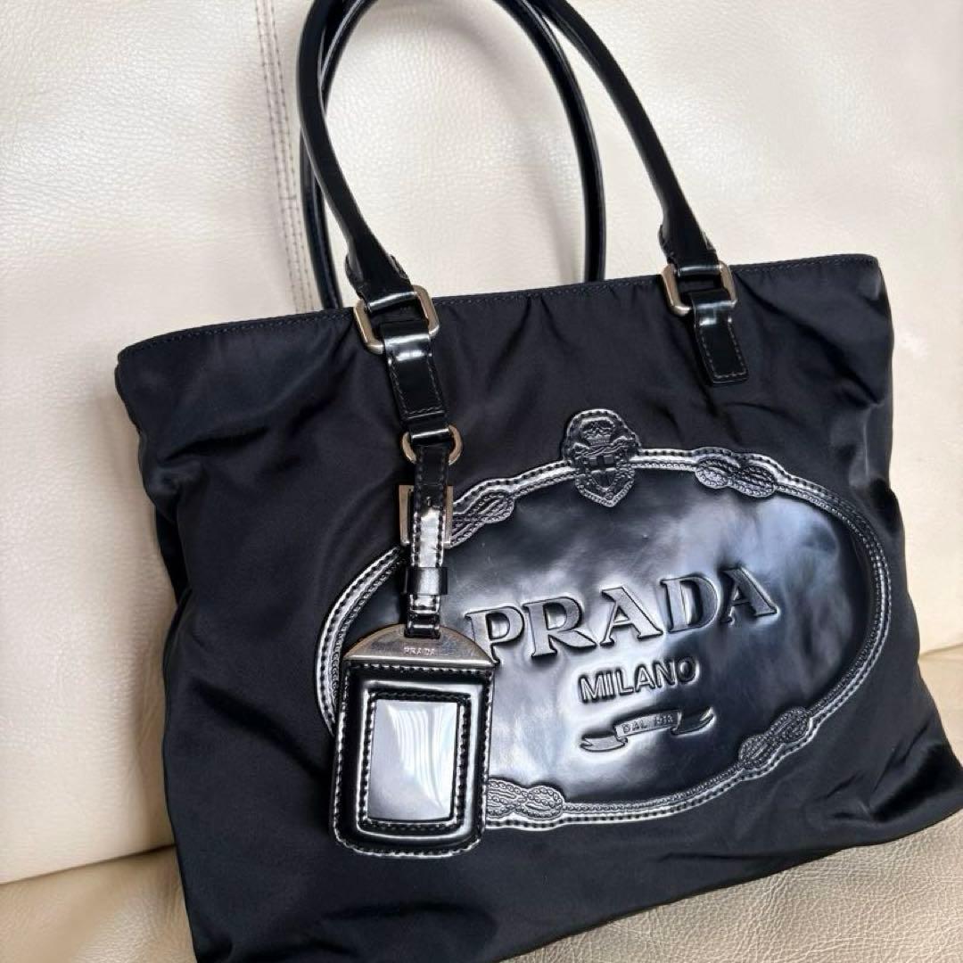 PRADA プラダ ナイロントートバッグ ブラック／ショルダーベルト付