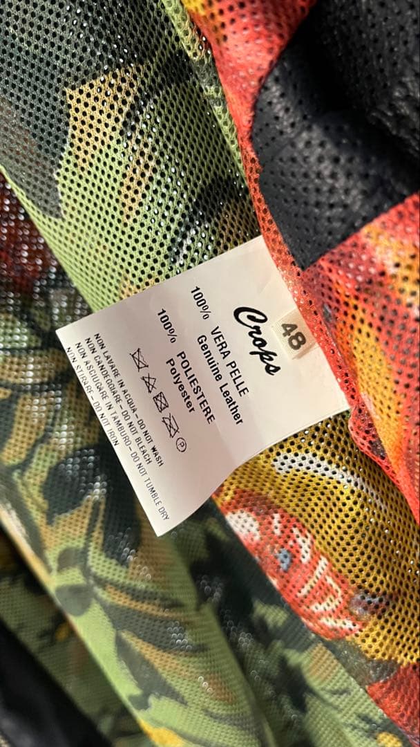 ネイビー　パンチングレザー シングルライダース　紺　48 L crops