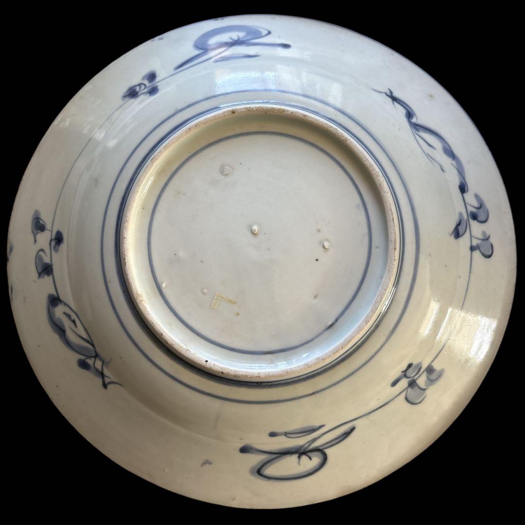 【古伊万里】江戸後期 染付花文 皿 青花磁器 和骨董 飾り皿 アンティーク