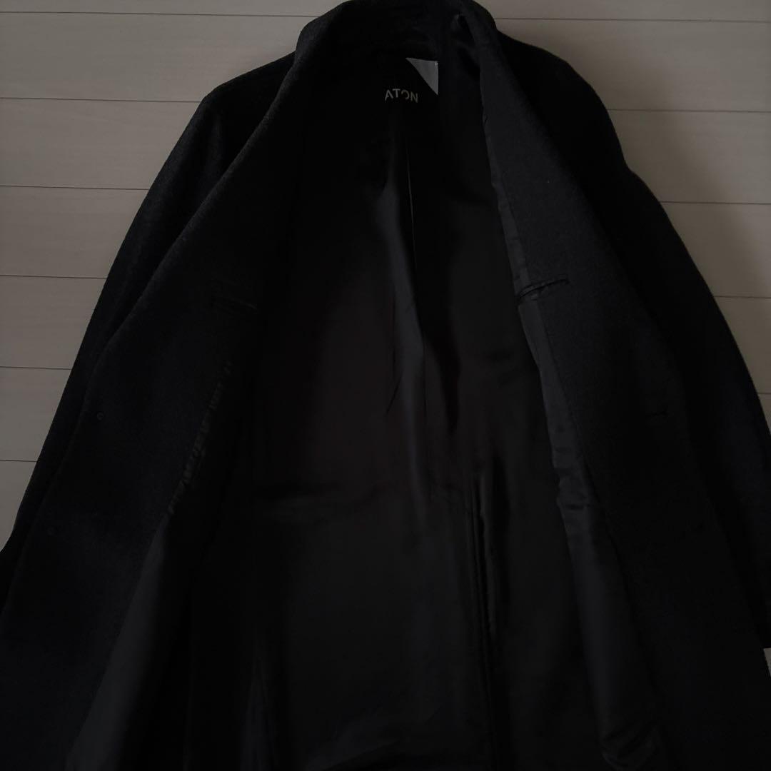 美品　ATON ダークグレー チェスターコート