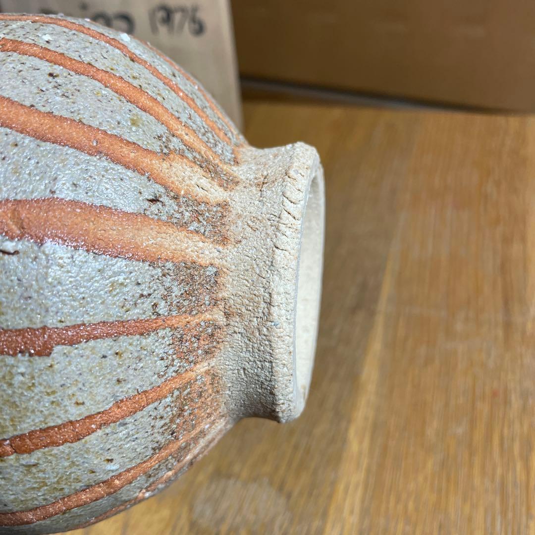 益子焼　ゲルトクナッパー　1976 線紋茶碗　共箱