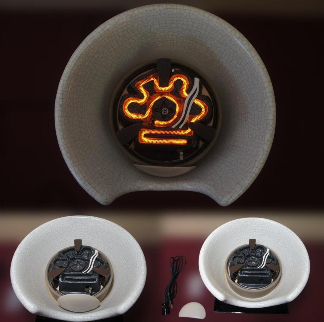 ☆ 野々田 しろ薩摩風炉(紅鉢型)電熱器 在銘富士釜 釜鐶他フルセット送料込み