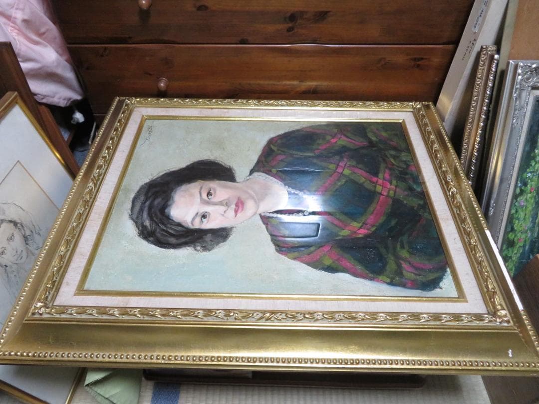 SDG♻️　弦田英太郎　「真珠の女」　油彩　P12号　大作　女性画の巨匠