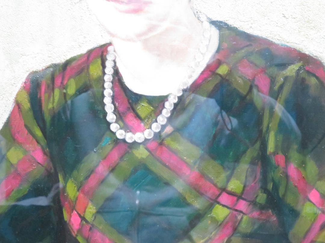 SDG♻️　弦田英太郎　「真珠の女」　油彩　P12号　大作　女性画の巨匠