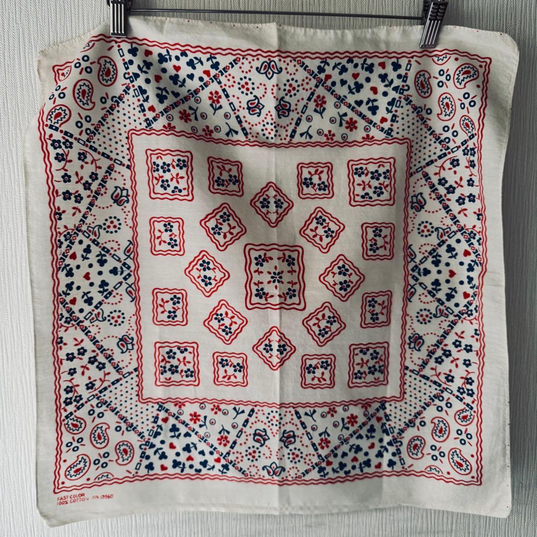 希少 70s クッキー　トリコカラー　ヴィンテージバンダナ