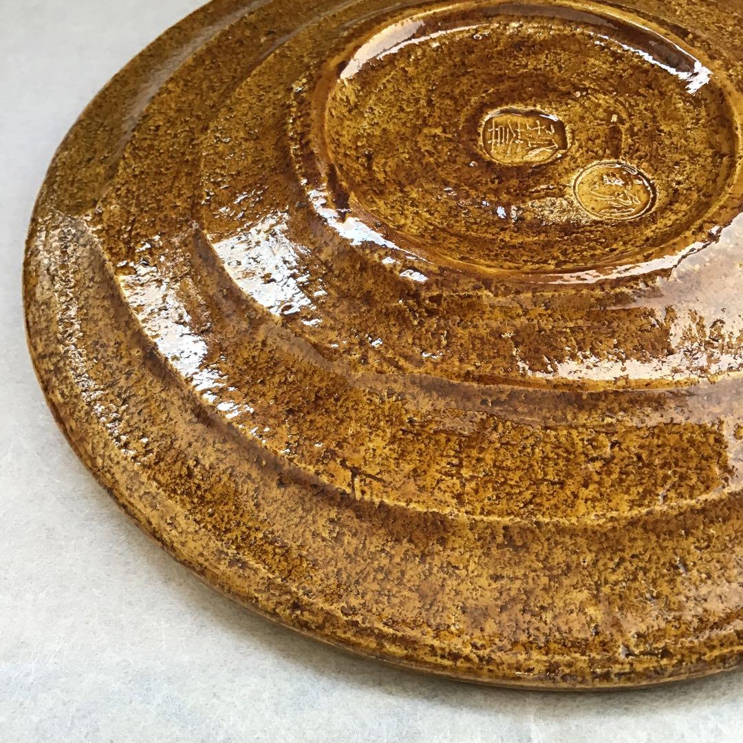 茶道具　飴釉　菓子器　楽焼菓子皿　孤葊(こあん)造　紙箱　S151KZ