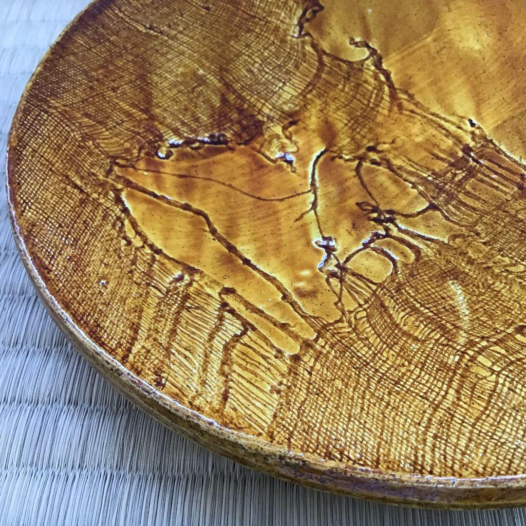 茶道具　飴釉　菓子器　楽焼菓子皿　孤葊(こあん)造　紙箱　S151KZ