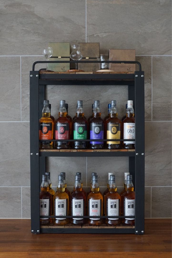 ウィスキーラック　男前インテリア　棚　インダストリアル　収納　お酒