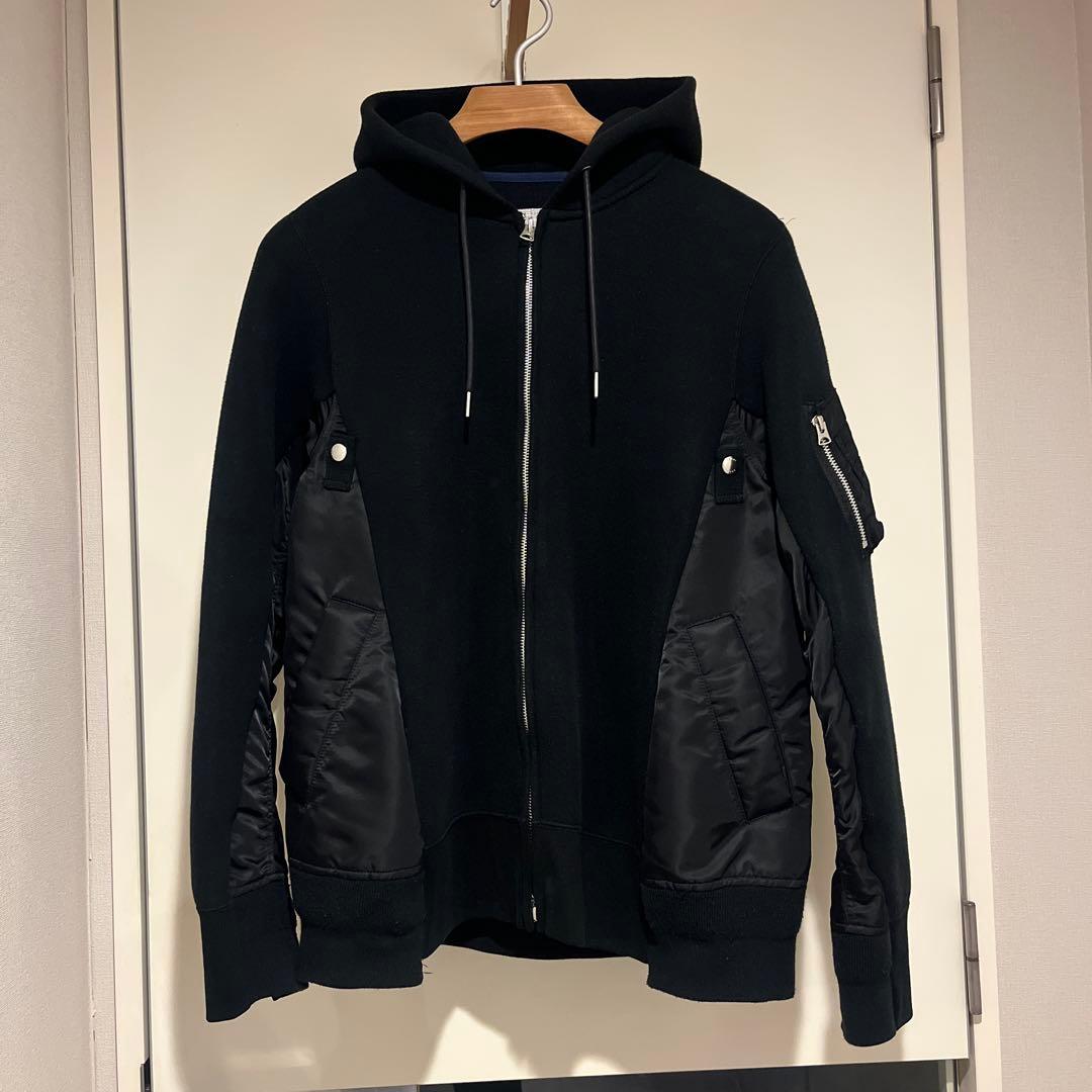 SACAI | ジップアップパーカー　ブラック