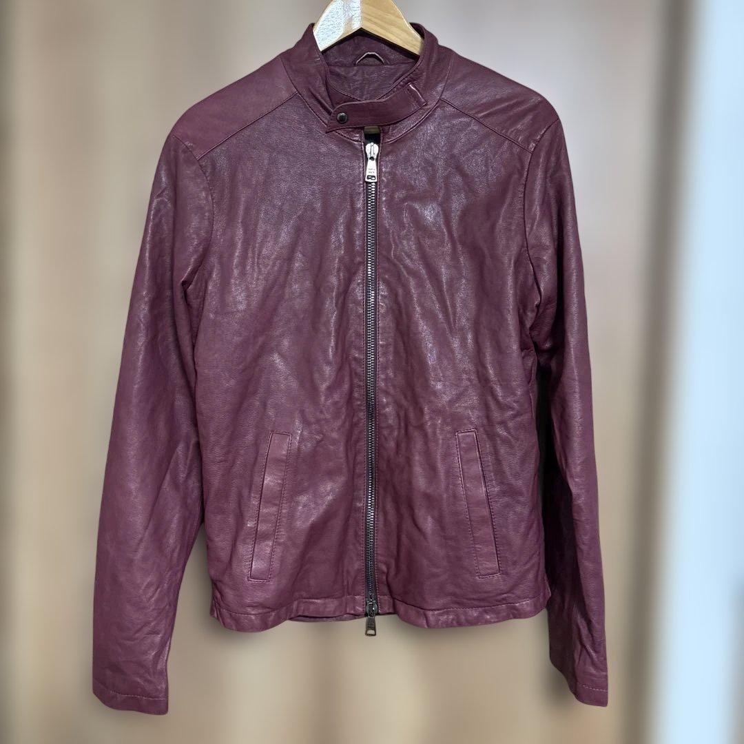 ジョルジオブラット　バーガンディ レザー シングルライダースジャケットサイズ50