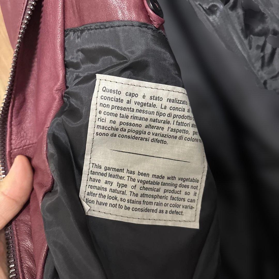 ジョルジオブラット　バーガンディ レザー シングルライダースジャケットサイズ50