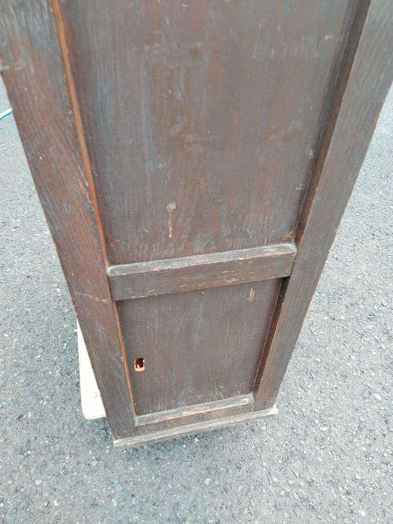 古道具　木製ガラスキャビネット ダークブラウン 2扉
