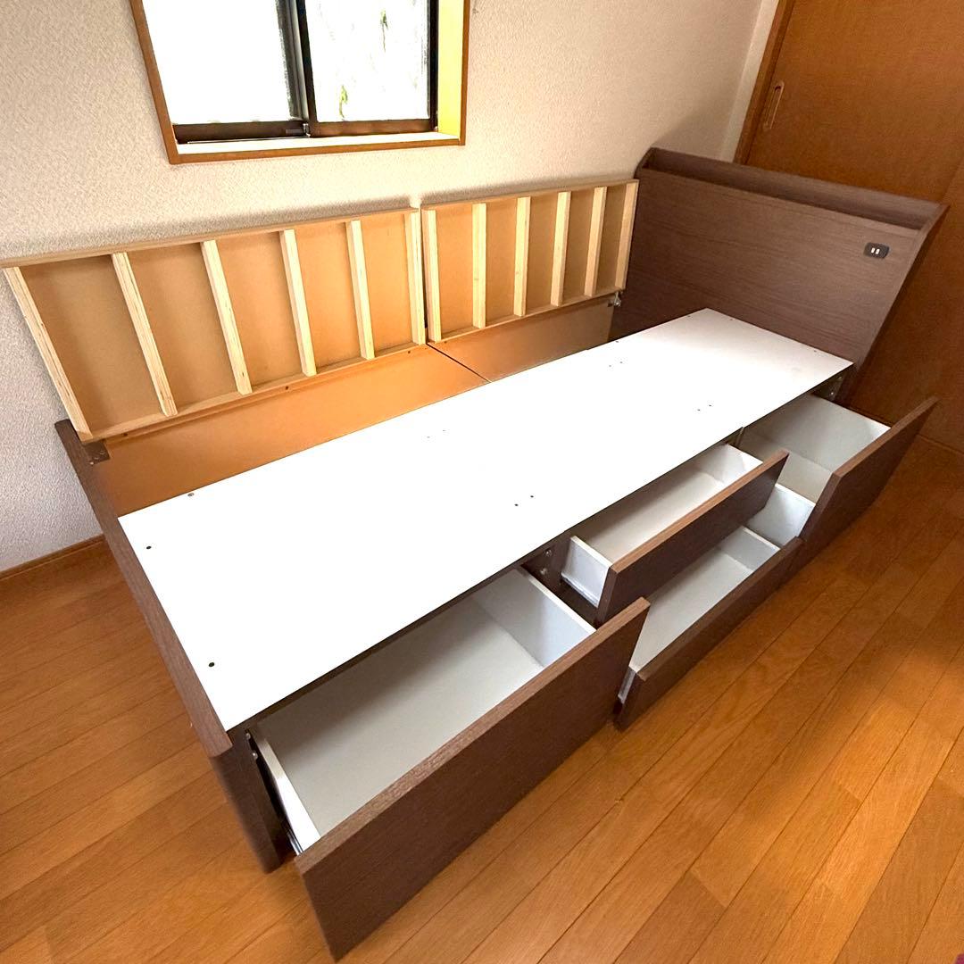 【早い者勝ち！】ニトリ シングルベッドフレーム 大容量 ブラウン