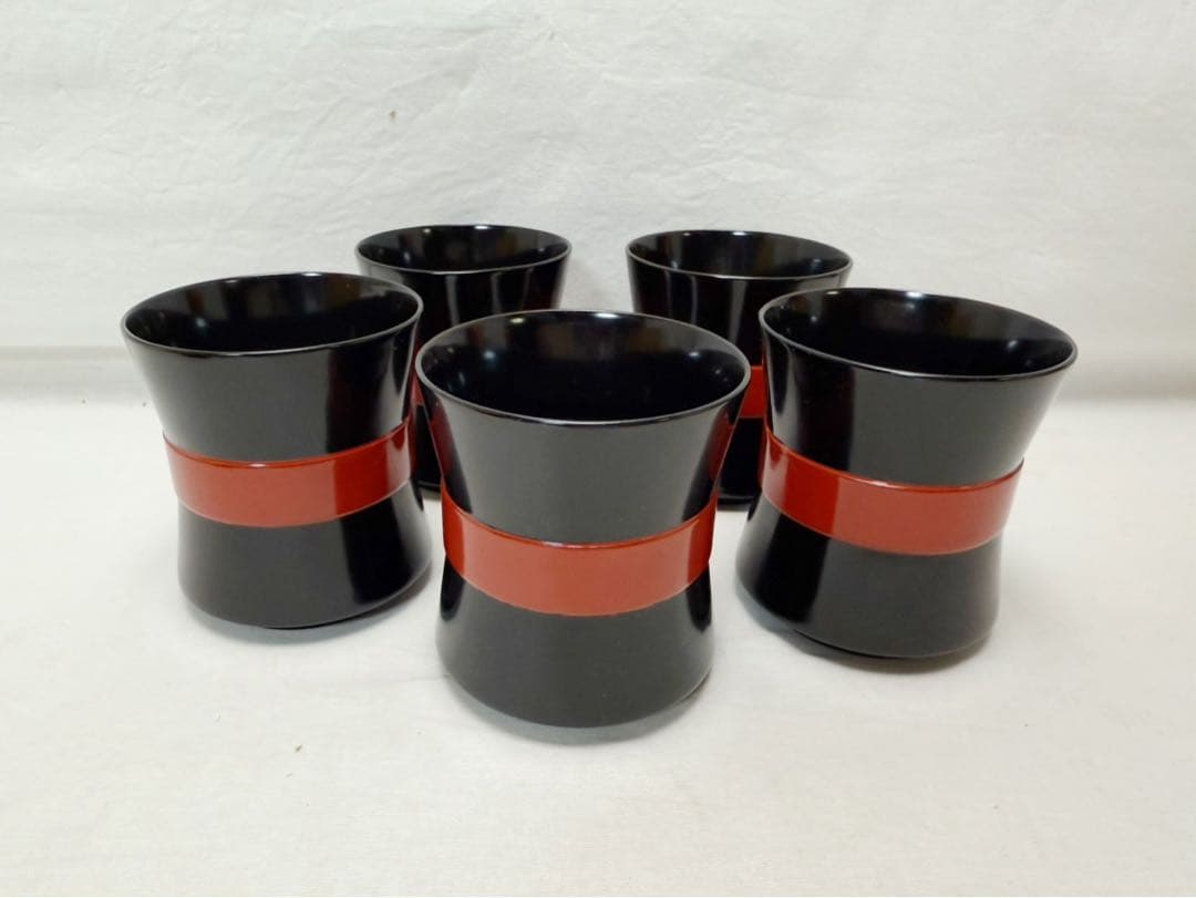 ほぼ未使用 懐石道具 平安象彦 木製黒真塗 箸洗 小吸物椀 5客揃 底印 共箱